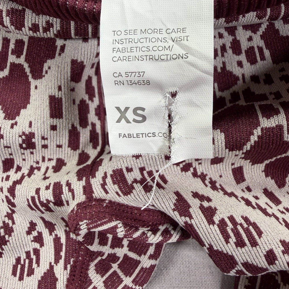 Fabletics Leggings Women XS Excellent Burgundy Geometric Seamless High Rise - Picture 7 of 9